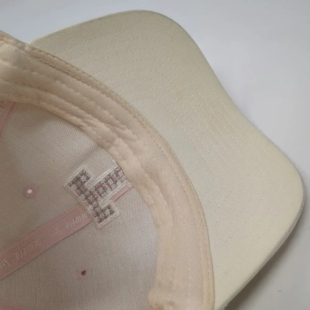 New Era Baseball Cap Beige One Size Slideback Plaid T Logo Pink Accents Hat